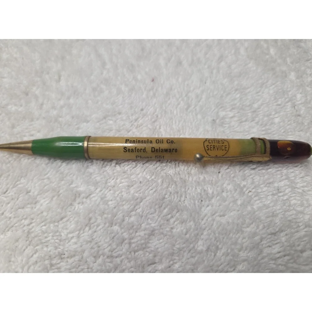 Vtg 1940s Cities Service Mechanical Pencil Peninsula Oil Co Seaford Delaware